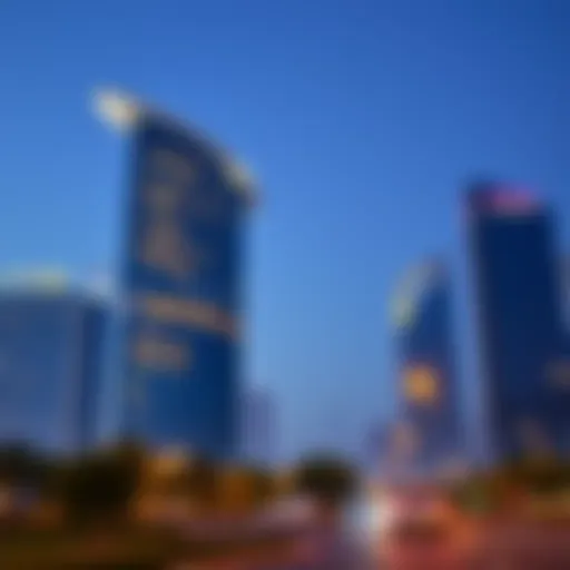 Striking view of Abdulla Building against Dubai skyline