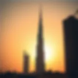 Abdullah Al Shaiba Tower at Sunset The stunning silhouette of Abdullah Al Shaiba Tower against a sunset sky