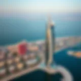 Aerial view of Addax Tower highlighting its unique architectural design.