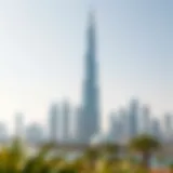 Stunning view of Al Kawthar Tower against the Dubai skyline