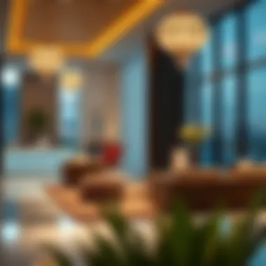 Interior amenities of Al Khail Gate Studio highlighting luxury and comfort