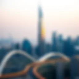 Stunning view of Al Sondos Tower against the Dubai skyline