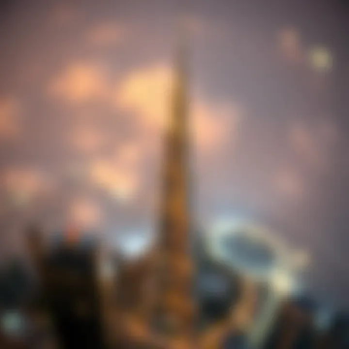 Aerial view of Burj Khalifa highlighting its grandeur and surrounding developments