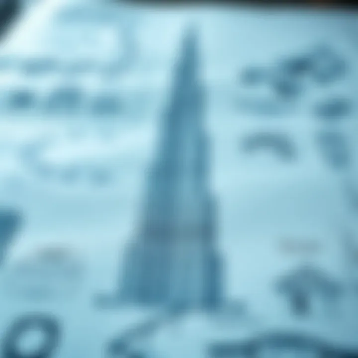 Architectural blueprint showcasing the intricate design elements of Burj Khalifa