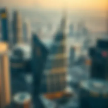 A skyline view featuring Aspin Commercial Tower among Dubai's iconic buildings