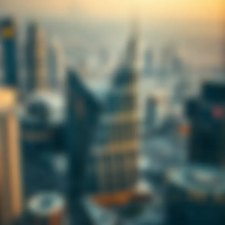 A skyline view featuring Aspin Commercial Tower among Dubai's iconic buildings