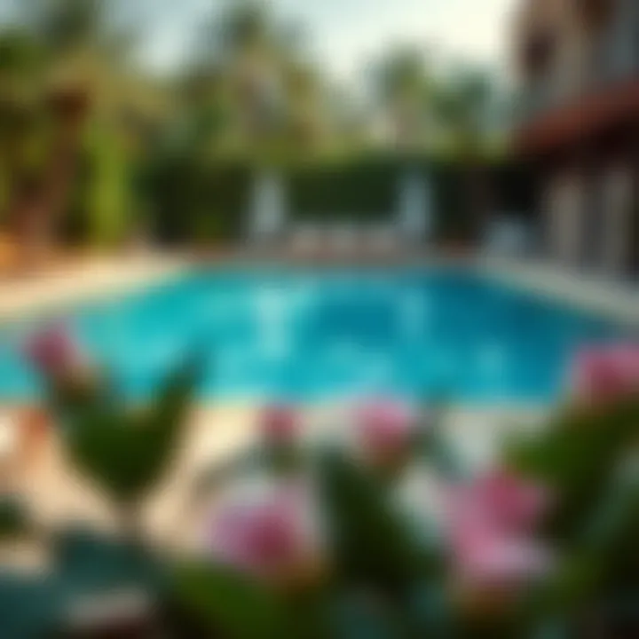 Inviting swimming pool surrounded by lush greenery