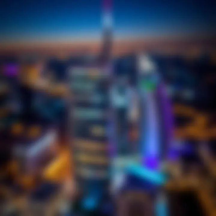 Nightlife and Skyline View of Ayedh Tower Nightlife and skyline view surrounding Ayedh Tower