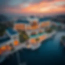 Aerial view showcasing the architectural beauty of Azizi Venice