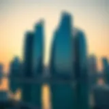 Azure Skyscrapers in Dubai's Skyline Stunning azure skyscraper reflecting the skyline of Dubai