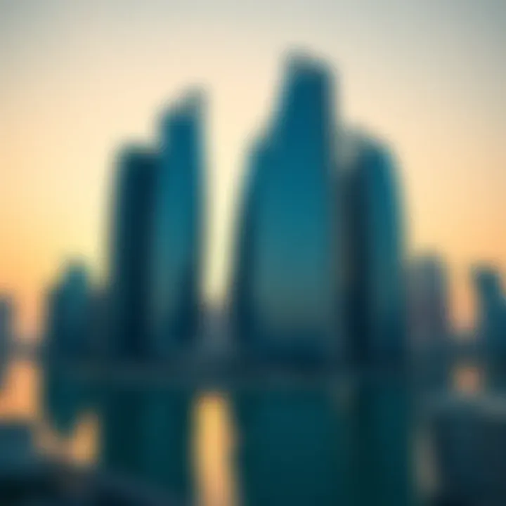 Azure Skyscrapers in Dubai's Skyline Stunning azure skyscraper reflecting the skyline of Dubai