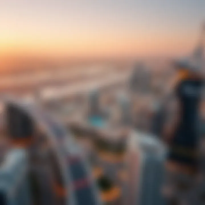 Aerial view showcasing Azure Residence Dubai amidst the city skyline