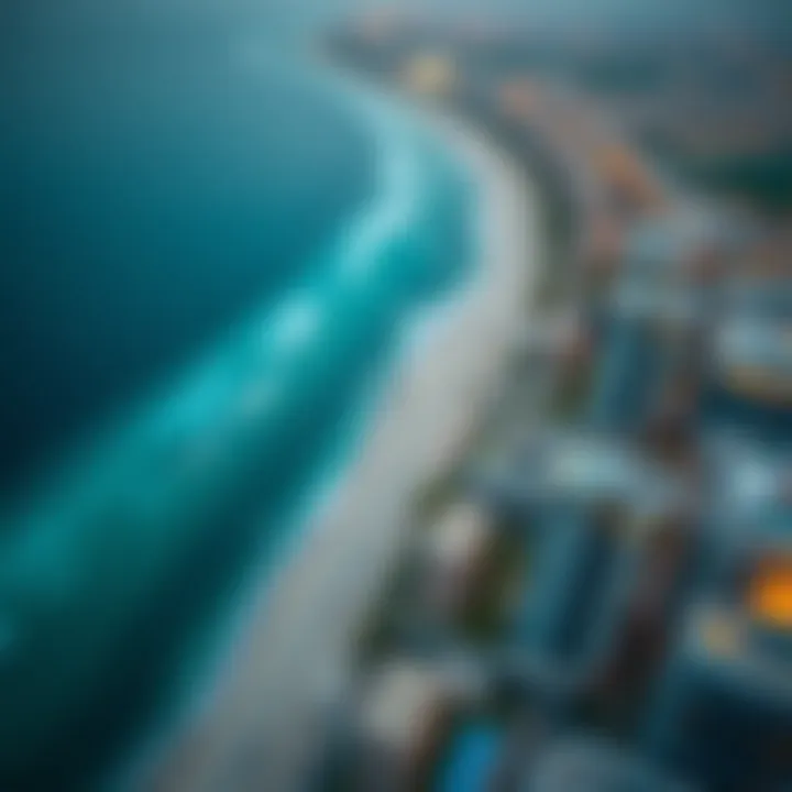 Aerial Perspective of Dubai's Beachfront Aerial view of Dubai's iconic beachfront developments