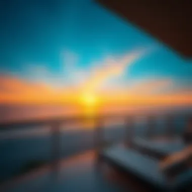 Breathtaking Sunset from Beachfront Balconies Sunset view from a luxurious balcony overlooking the beach