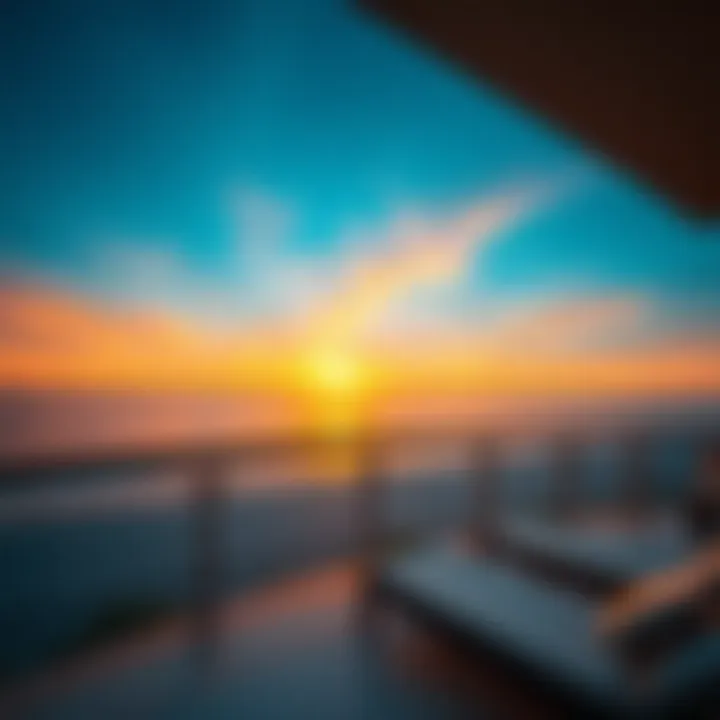 Breathtaking Sunset from Beachfront Balconies Sunset view from a luxurious balcony overlooking the beach
