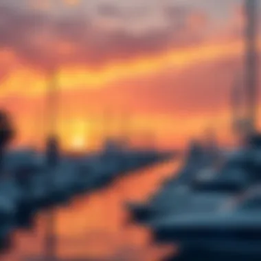 Beautiful waterfront view of Damac Marina at sunset