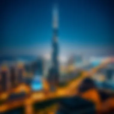 Skyline Icon: Blumont Capital Tower in Dubai Panoramic view of Dubai skyline with Blumont Capital Tower