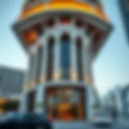 Architectural detail of برج الصفا highlighting its modern design