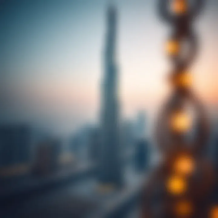 Aerial perspective of Burj Crown in the Dubai skyline