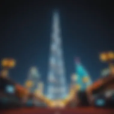 Burj Khalifa at Night The Burj Khalifa illuminated at night showcasing its grandeur