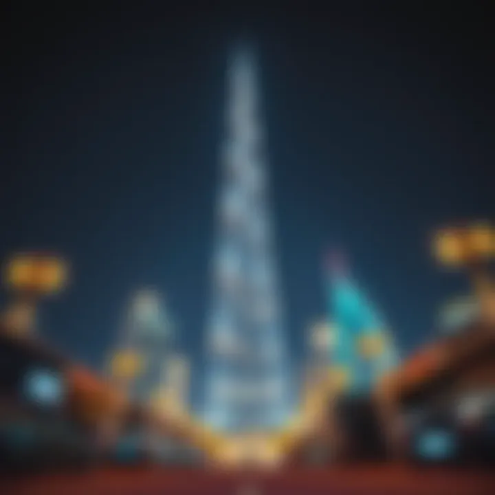 Burj Khalifa at Night The Burj Khalifa illuminated at night showcasing its grandeur