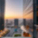A panoramic view of a high-rise business center in Dubai showcasing modern architecture