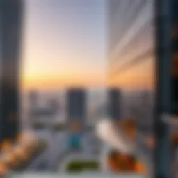 A panoramic view of a high-rise business center in Dubai showcasing modern architecture