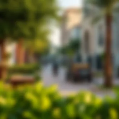 Vibrant neighborhood surrounding Choithrams Park Gate Residence filled with greenery and lifestyle options