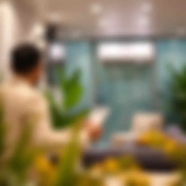 Reviewing Air Conditioning Rental Options Customer reviewing air conditioning rental options