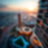 Aerial View of Damac Tower Aerial view of Damac Tower showcasing its architectural elegance