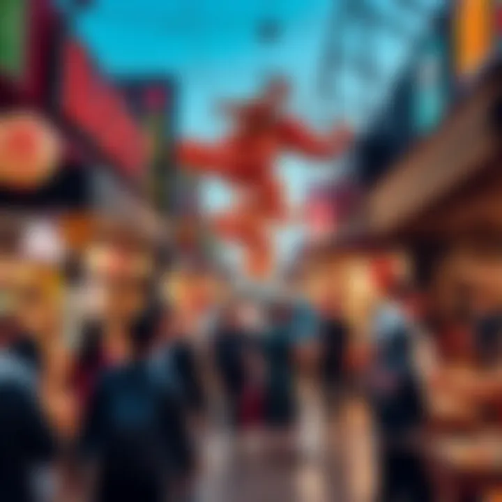 A bustling scene at Dragon Mart, illustrating the lively atmosphere of shoppers and vendors.