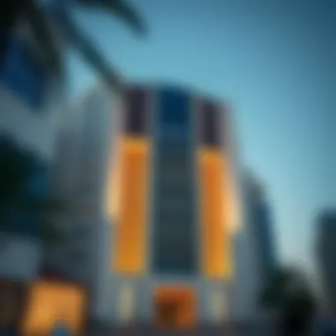 Facade of the Dubai National Insurance Building showcasing its architectural design.