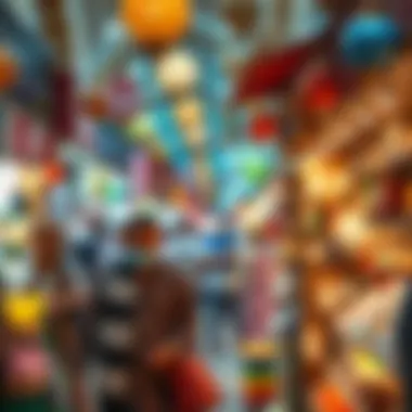 Eid Shopping Experience in Dubai A vibrant market bustling with Eid shoppers in Dubai