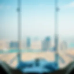 Panoramic view of Abu Dhabi skyline from the restaurant