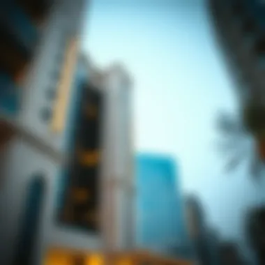 Architectural details of Ajman Tower One's façade