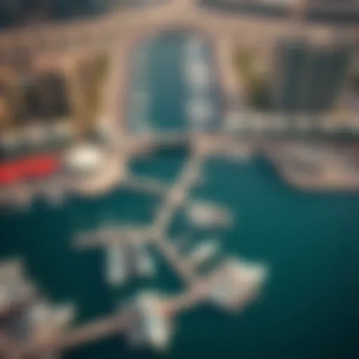 Aerial view of Al Emad Marina showcasing its stunning waterfront layout