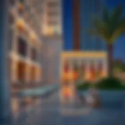 Exterior view of the Al Habtoor Building showcasing its unique architectural features