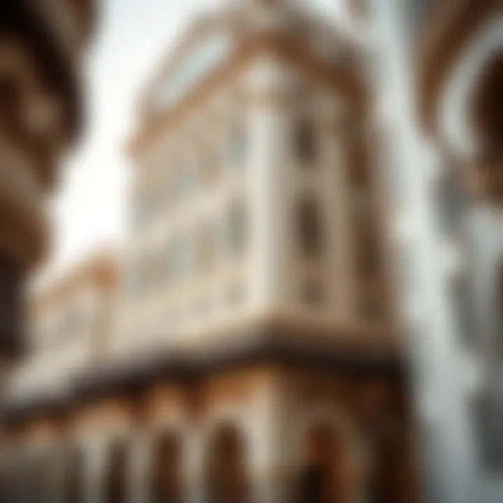 Intricate Craftsmanship of Al Khan Building Close-up of the architectural details of Al Khan Building highlighting its craftsmanship