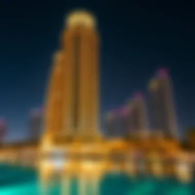 Al Khan Building at Night Night view of Al Khan Building illuminated against the Dubai skyline