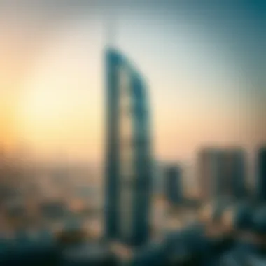 Panoramic view of Al Thuraya Building against Dubai skyline
