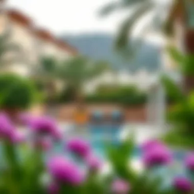 Serene community environment surrounding Alfa Villas with lush greenery.