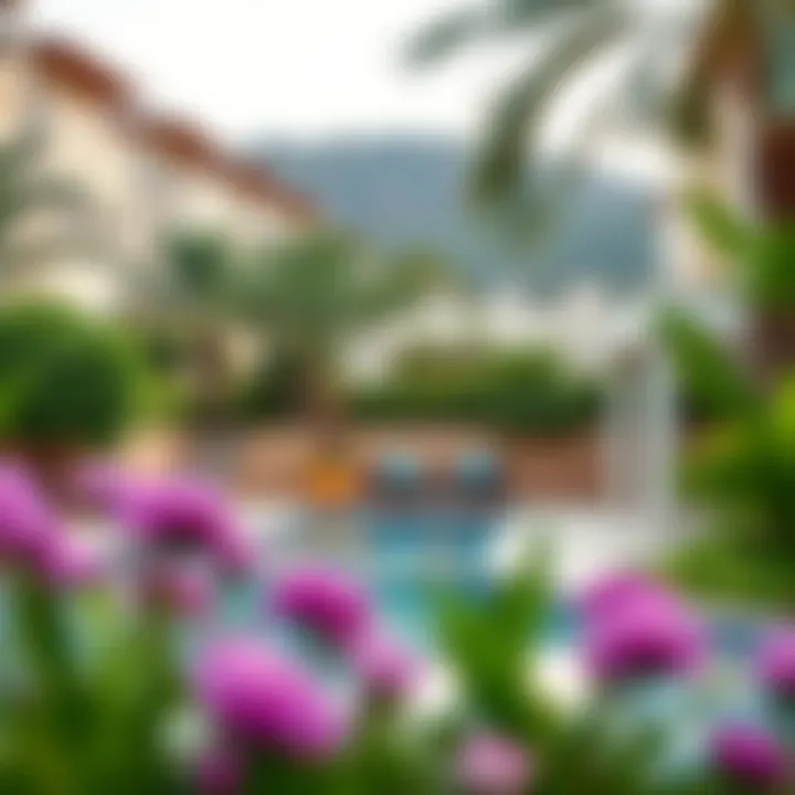 Serene community environment surrounding Alfa Villas with lush greenery.