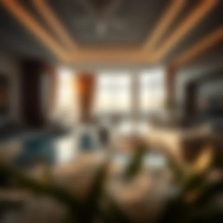 Luxurious interior design of a villa highlighting spacious living areas.