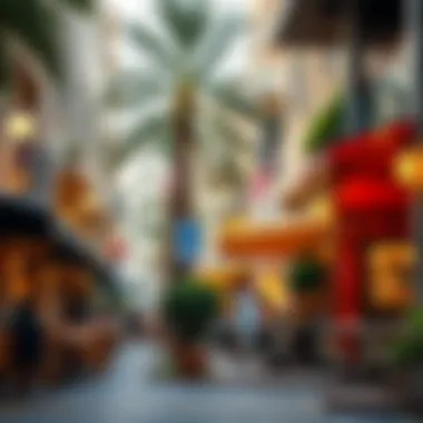 Vibrant street view showcasing local cafes