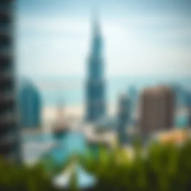 Atlantic Tower in Dubai Marina Panoramic view of Dubai Marina with Atlantic Tower featured prominently