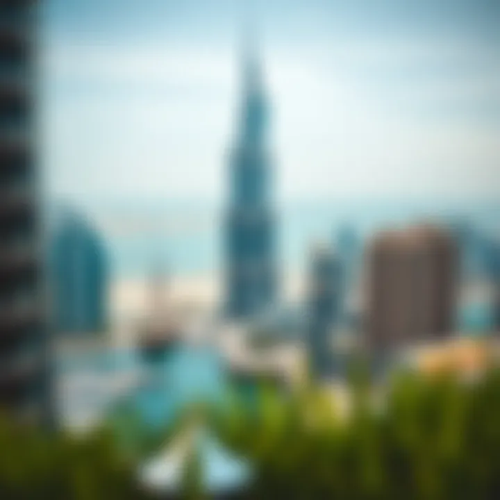 Atlantic Tower in Dubai Marina Panoramic view of Dubai Marina with Atlantic Tower featured prominently