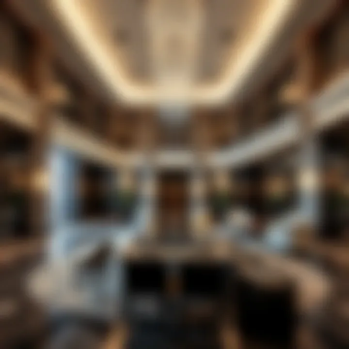 Elegance in Design: The Lobby of Baccarat Hotel Luxurious lobby interior of Baccarat Hotel highlighting opulence and design