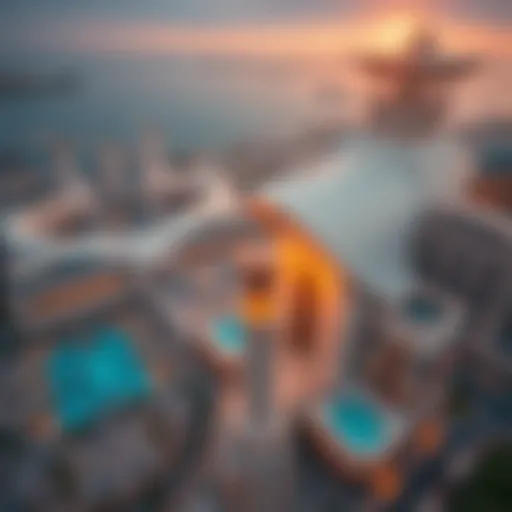 Aerial view of برج الامارات التعاون showcasing its architectural grandeur.