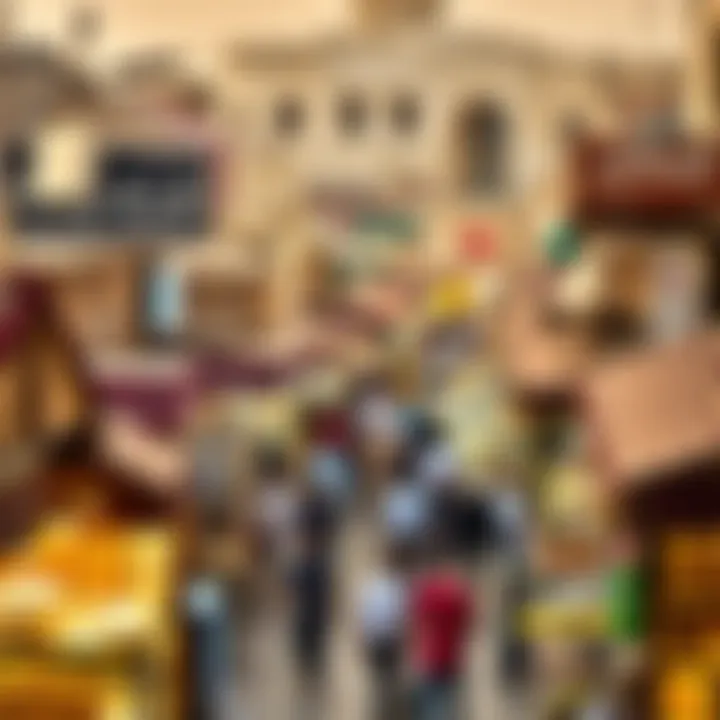 A panoramic view of the bustling Deira Souk marketplace