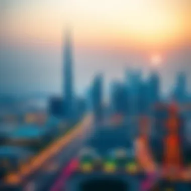 Dubai Skyline and Energy Infrastructure Illustration of Dubai's skyline with energy infrastructure